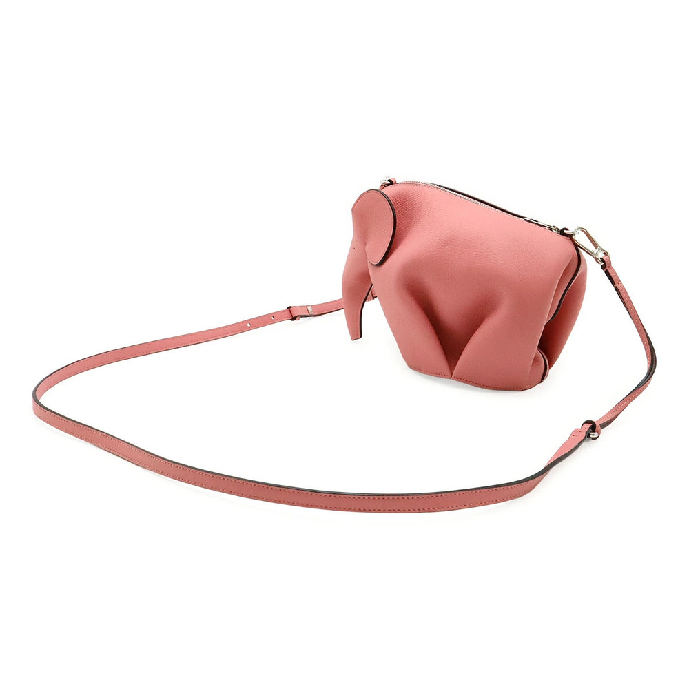 Loewe Clutch Series Animal Shoulder Pink Pouch Leather Bag Elephant Clutch Pink